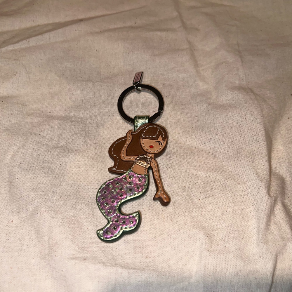 Coach Mermaid Leather and Sequin key chain